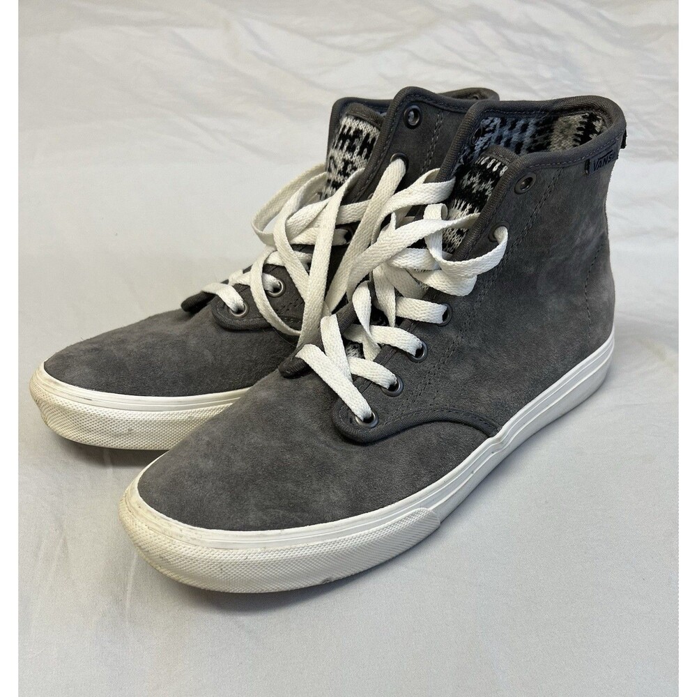 Vans Womens Sneakers Shoes 7.5 Gray Suede High Top Knit Aztec Insole